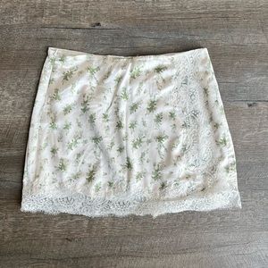 House of CB Noemie garden print lace trim mini skirt